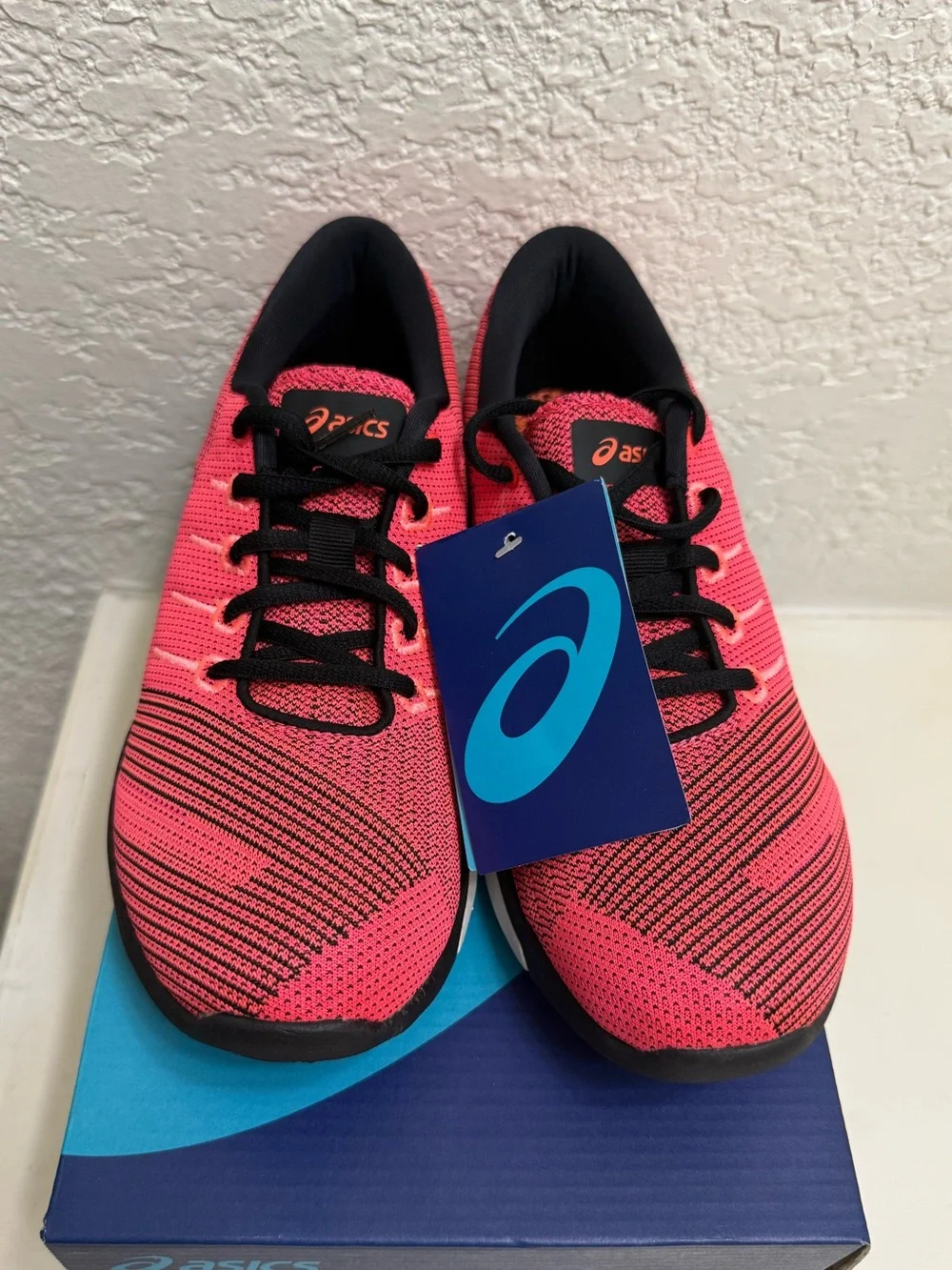 ASICS Women's fuzeX Knit Running Shoe Pink Glo/Flash Coral/Black 8.5